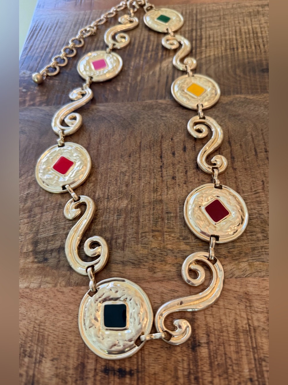 House of Harlow 1960 Gold-Tone Belt with Multicolor Enamel Medallions - Picture 3 of 7